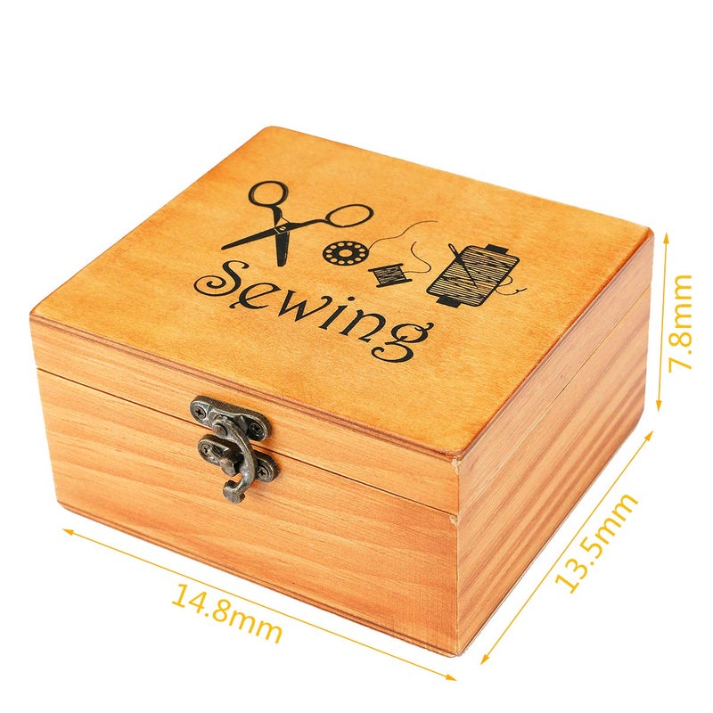 BTU Sewing Kit, Wooden Sewing Kit Box for Adults, Wooden Sewing Basket with Accessories, Home Sewing Basket Stitching Repair Kit for Beginner, Women, Men (Brown) - Image 2